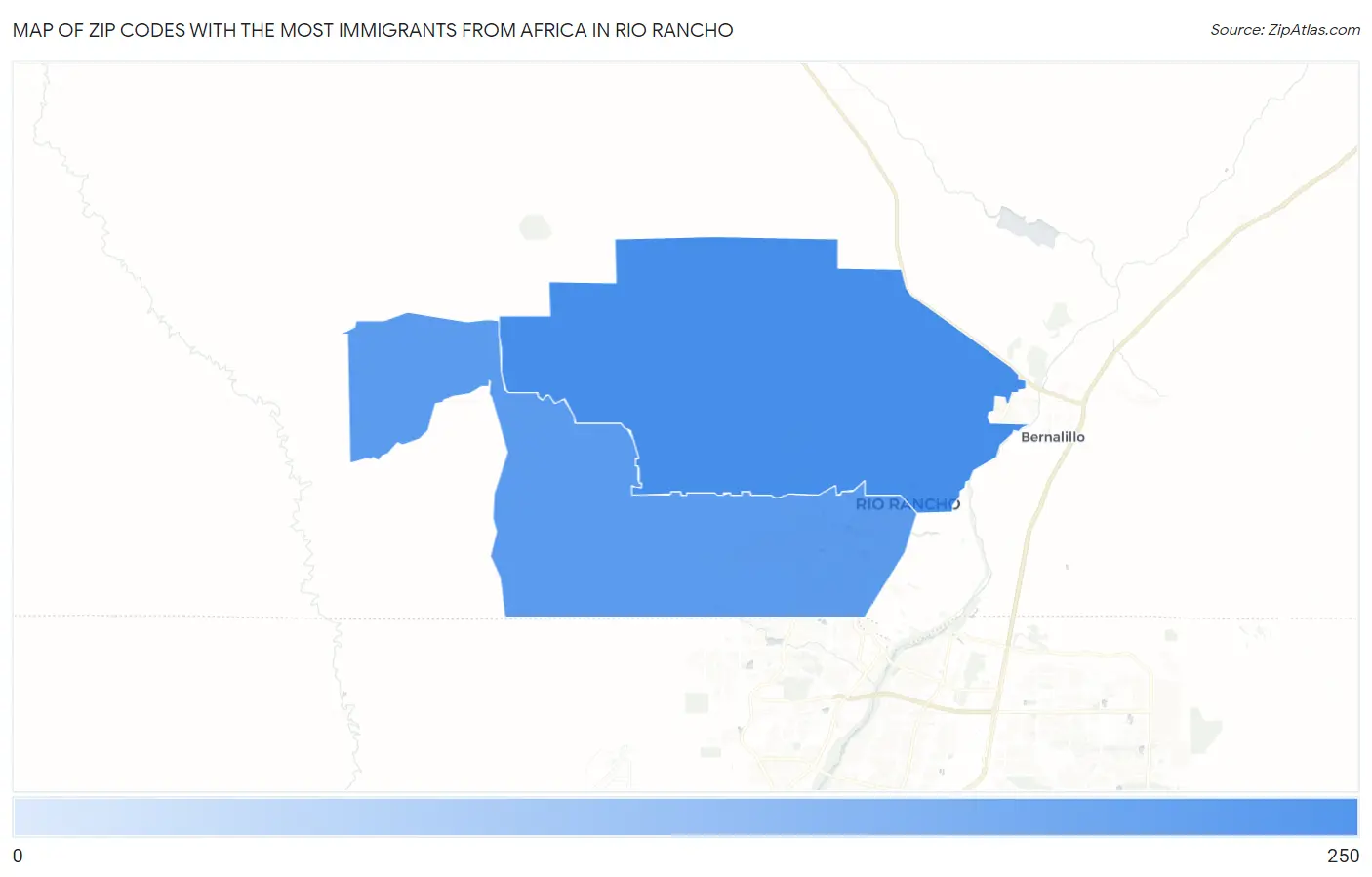 Zip Codes with the Most Immigrants from Africa in Rio Rancho Map