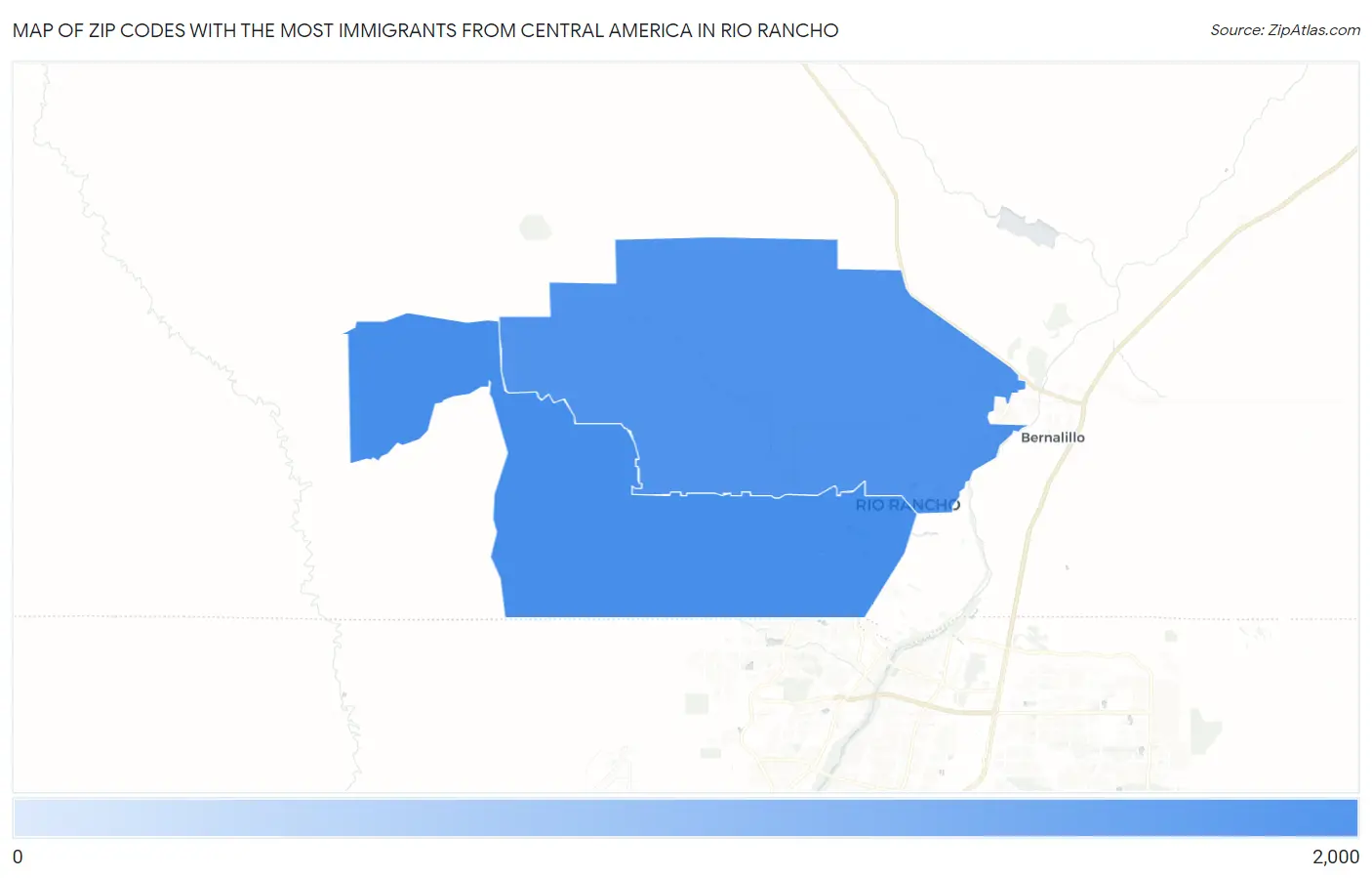 Zip Codes with the Most Immigrants from Central America in Rio Rancho Map