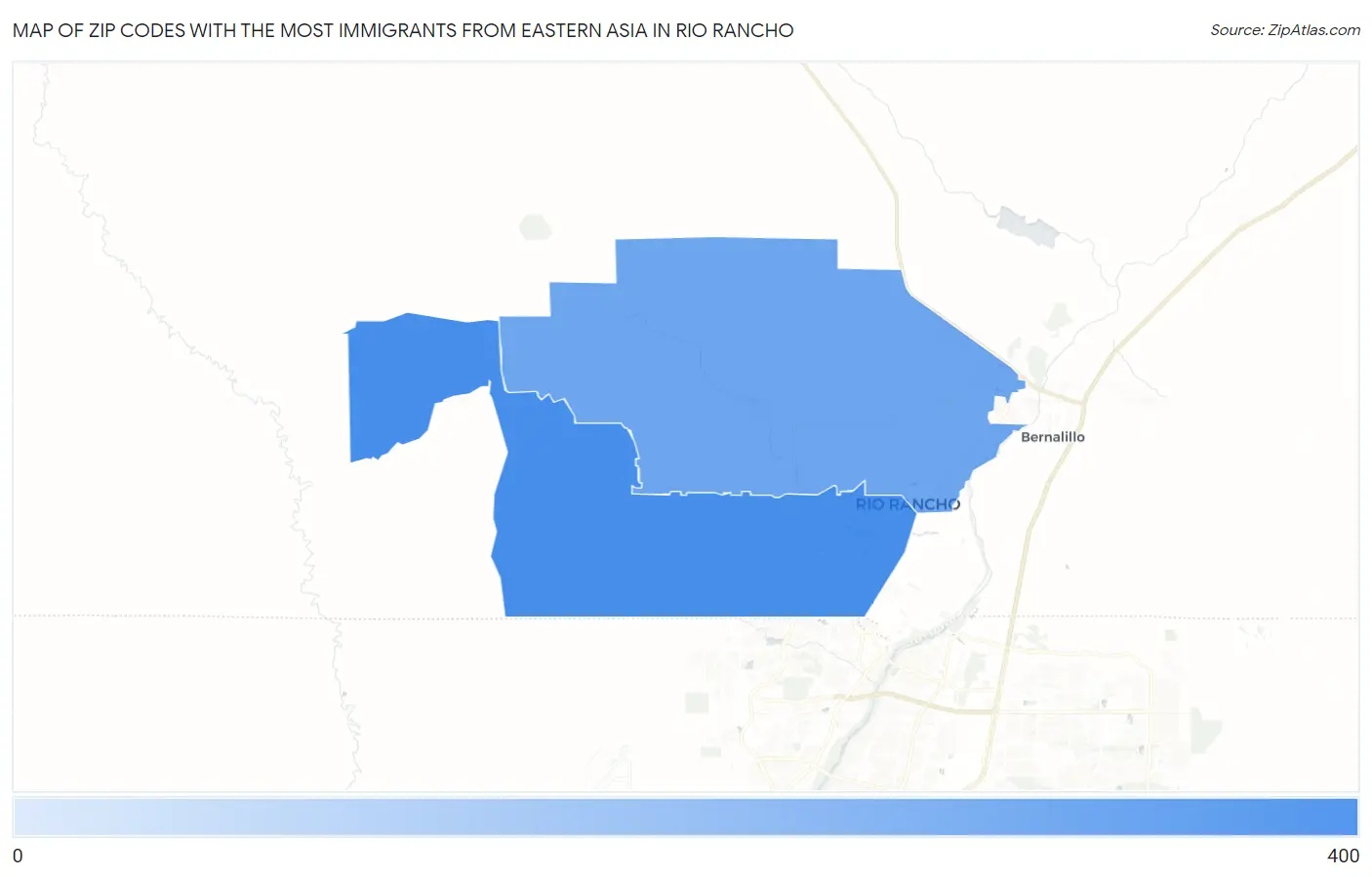 Zip Codes with the Most Immigrants from Eastern Asia in Rio Rancho Map