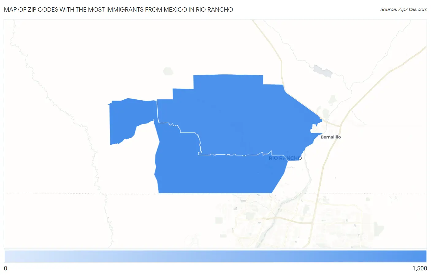 Zip Codes with the Most Immigrants from Mexico in Rio Rancho Map