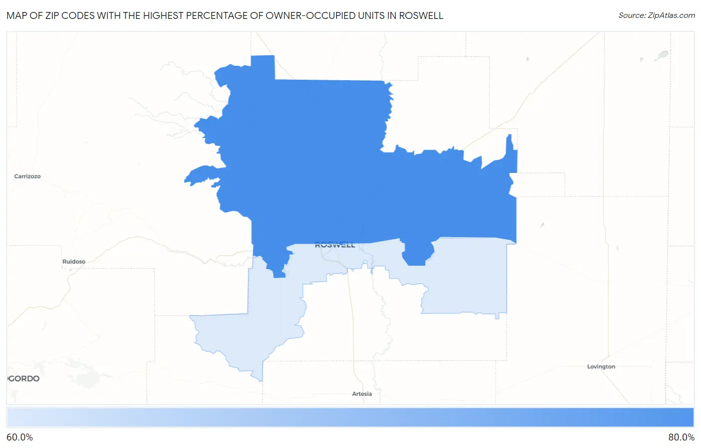 Zip Codes with the Highest Percentage of Owner-Occupied Units in Roswell Map
