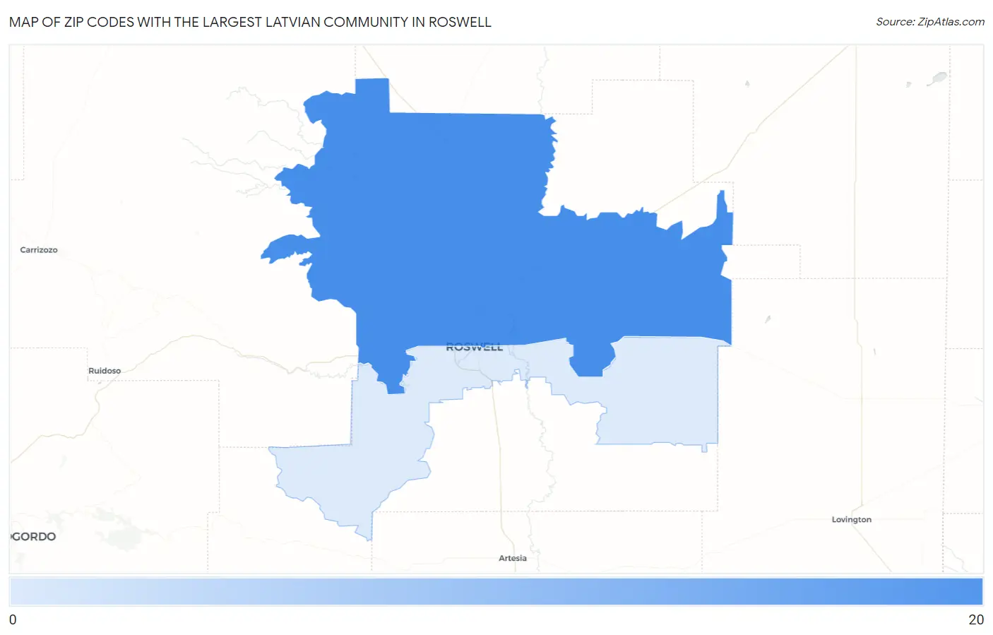 Zip Codes with the Largest Latvian Community in Roswell Map