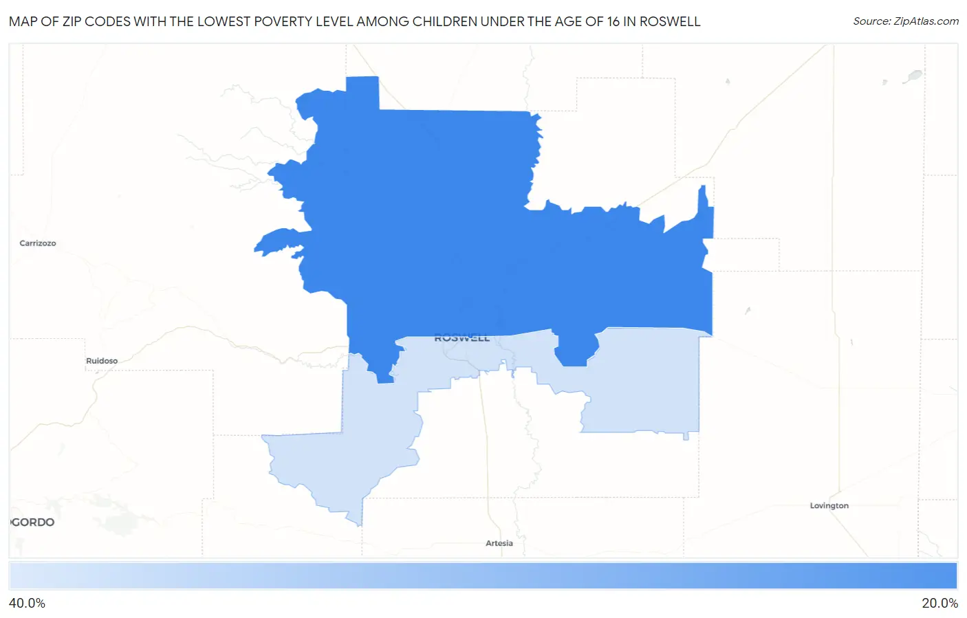 Zip Codes with the Lowest Poverty Level Among Children Under the Age of 16 in Roswell Map