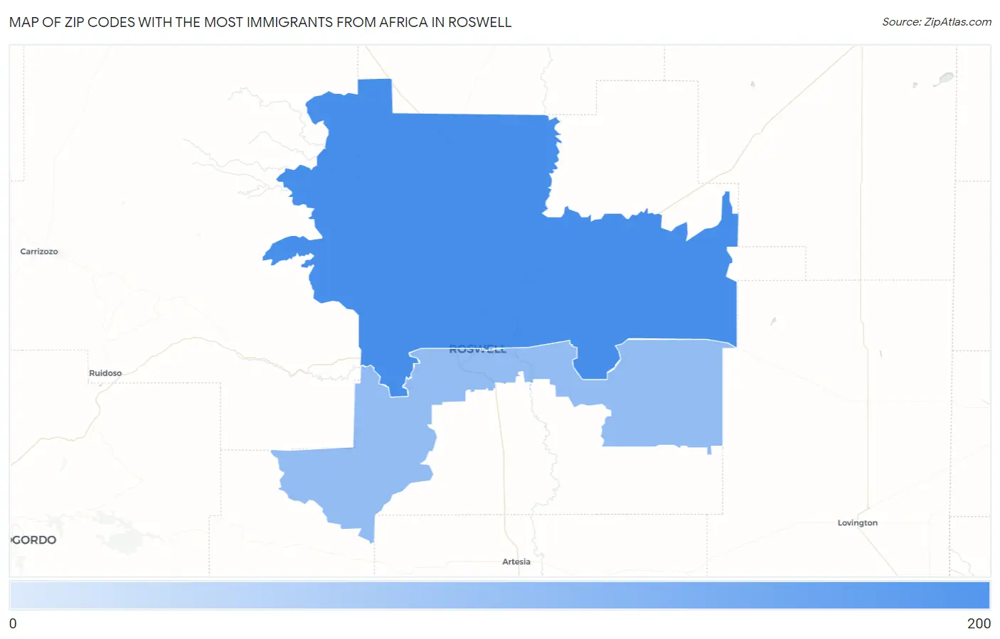 Zip Codes with the Most Immigrants from Africa in Roswell Map