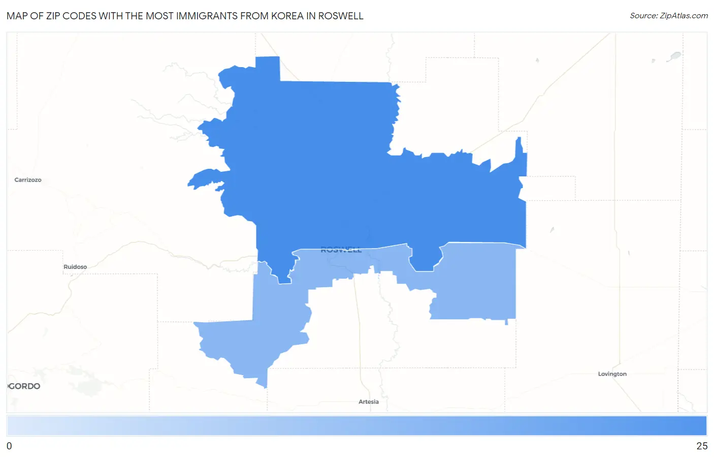 Zip Codes with the Most Immigrants from Korea in Roswell Map
