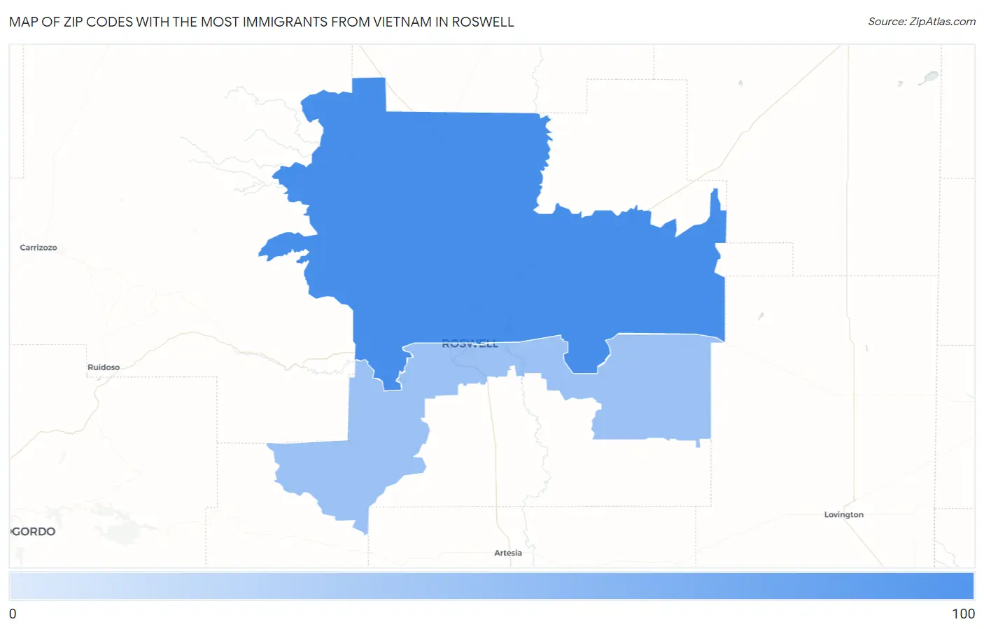 Zip Codes with the Most Immigrants from Vietnam in Roswell Map