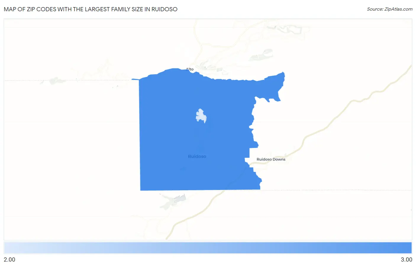 Zip Codes with the Largest Family Size in Ruidoso Map
