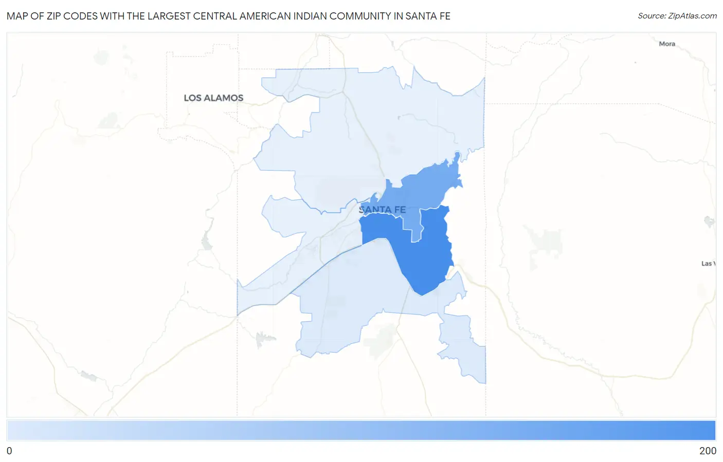 Zip Codes with the Largest Central American Indian Community in Santa Fe Map