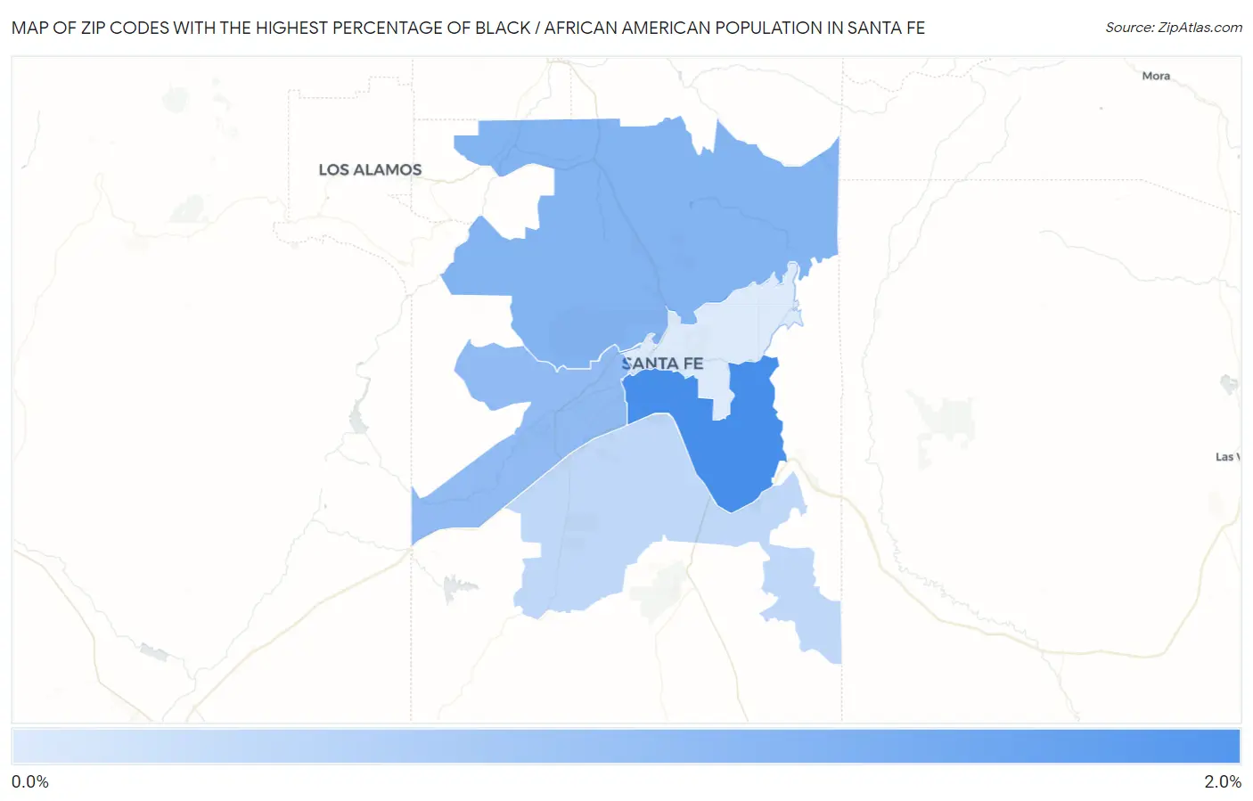 Zip Codes with the Highest Percentage of Black / African American Population in Santa Fe Map