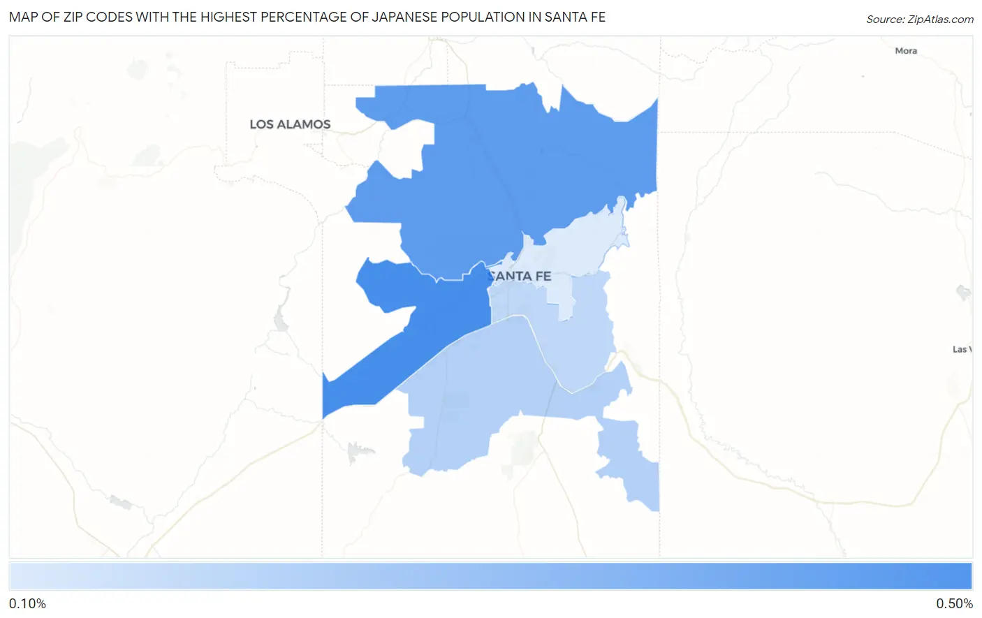 Zip Codes with the Highest Percentage of Japanese Population in Santa Fe Map