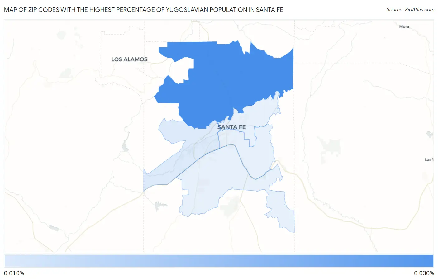 Zip Codes with the Highest Percentage of Yugoslavian Population in Santa Fe Map