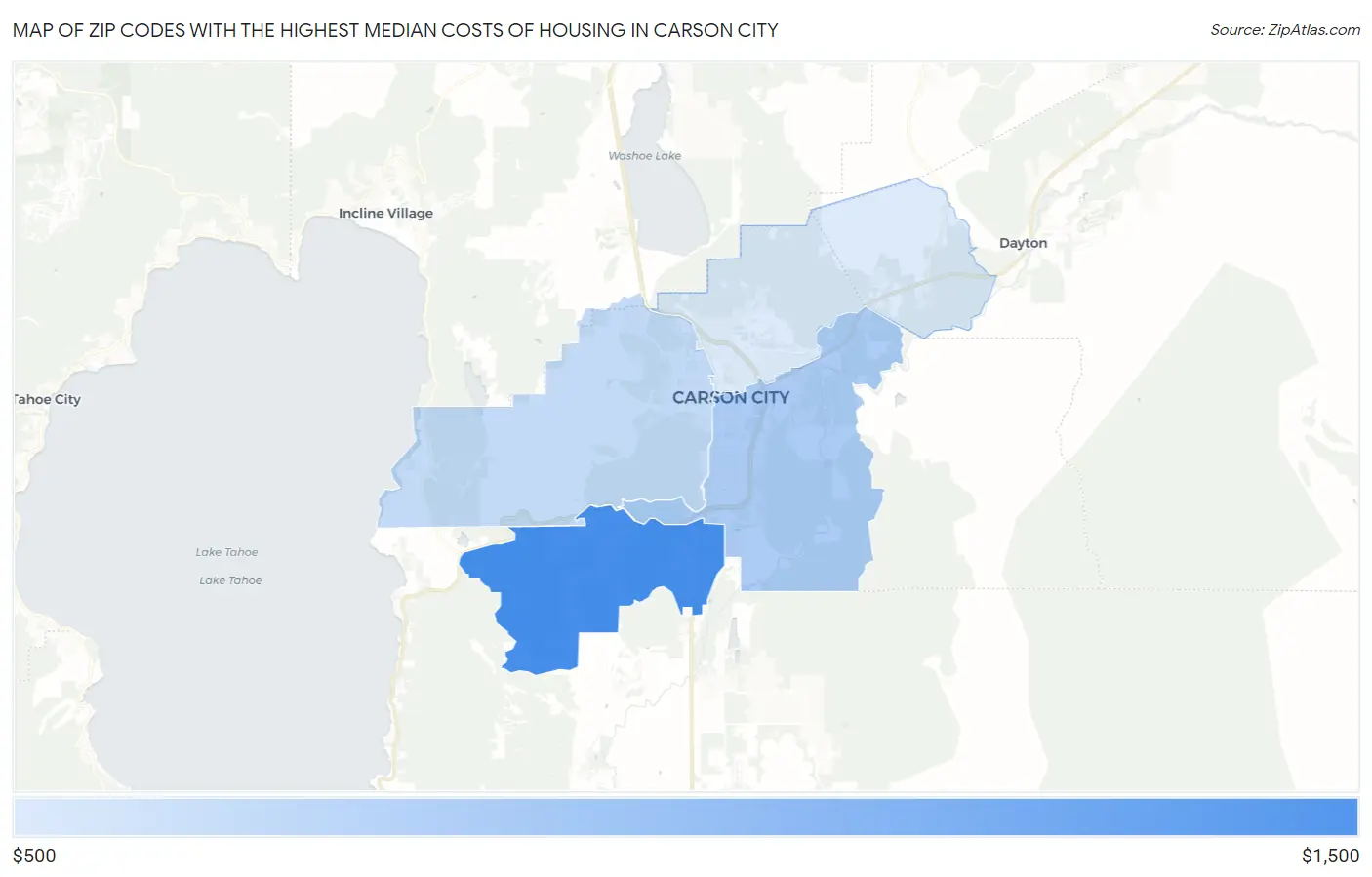 Zip Codes with the Highest Median Costs of Housing in Carson City Map