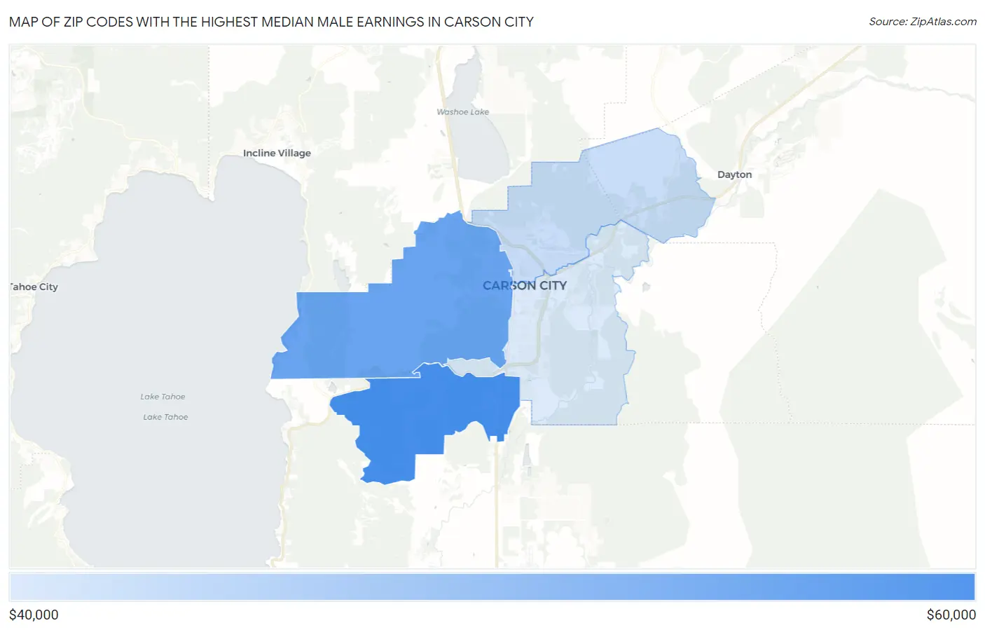 Zip Codes with the Highest Median Male Earnings in Carson City Map