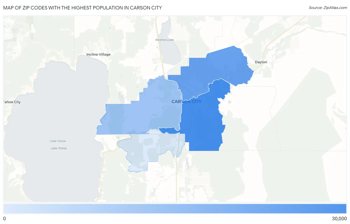 Zip Codes with the Highest Population in Carson City Map