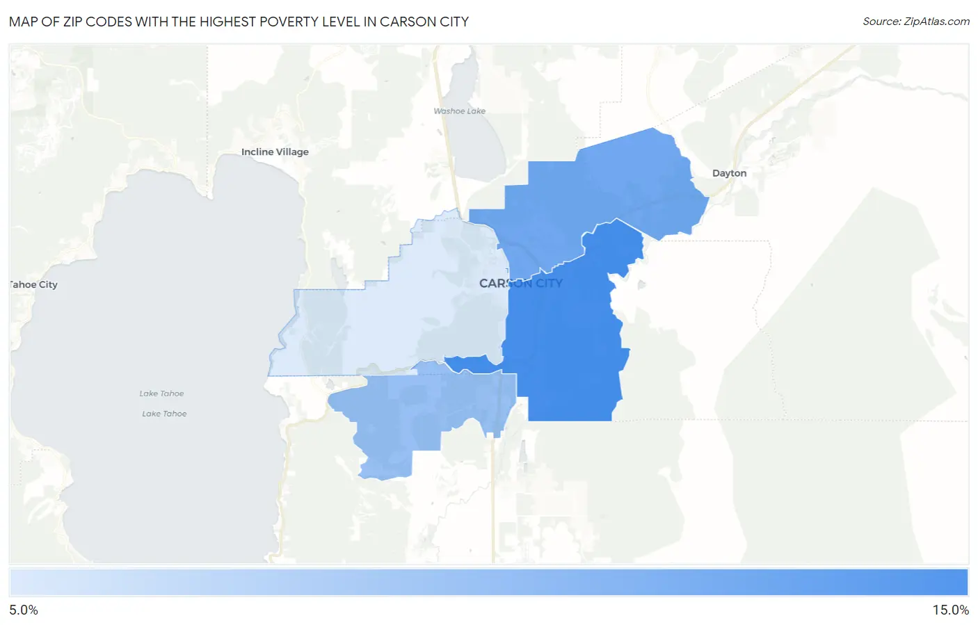 Zip Codes with the Highest Poverty Level in Carson City Map