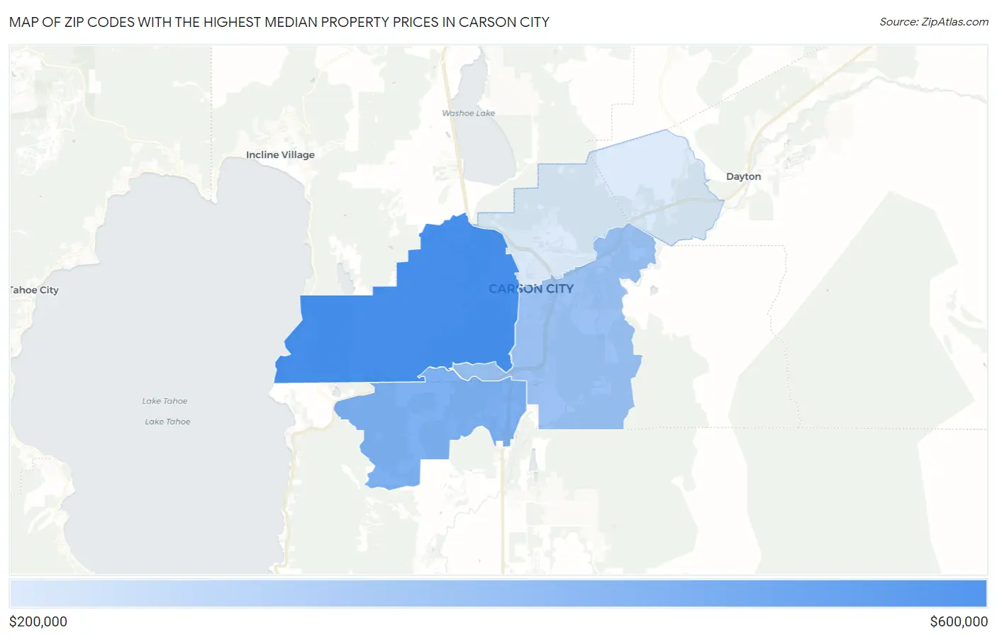 Zip Codes with the Highest Median Property Prices in Carson City Map