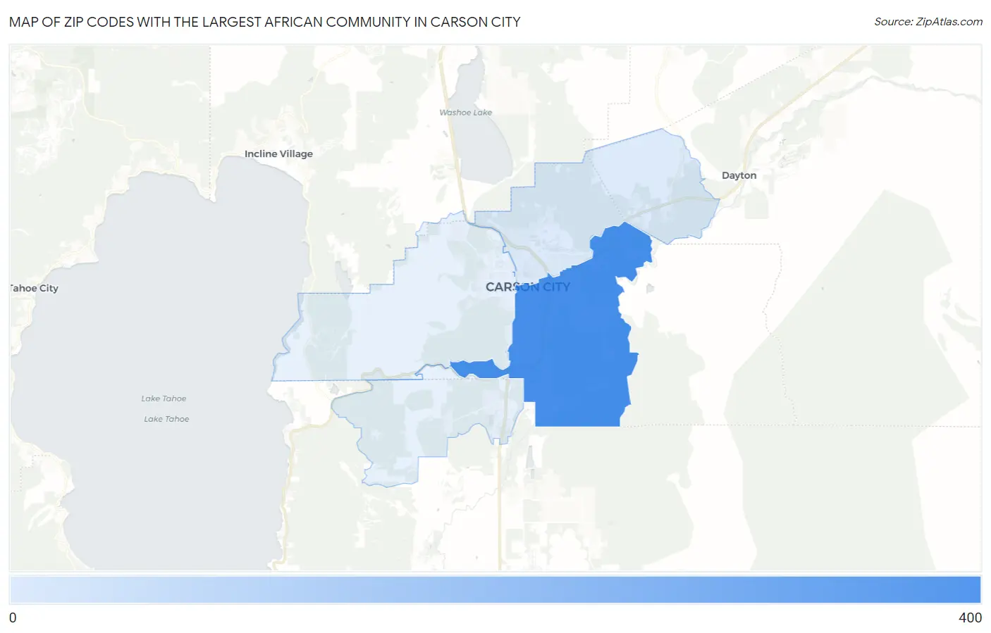 Zip Codes with the Largest African Community in Carson City Map