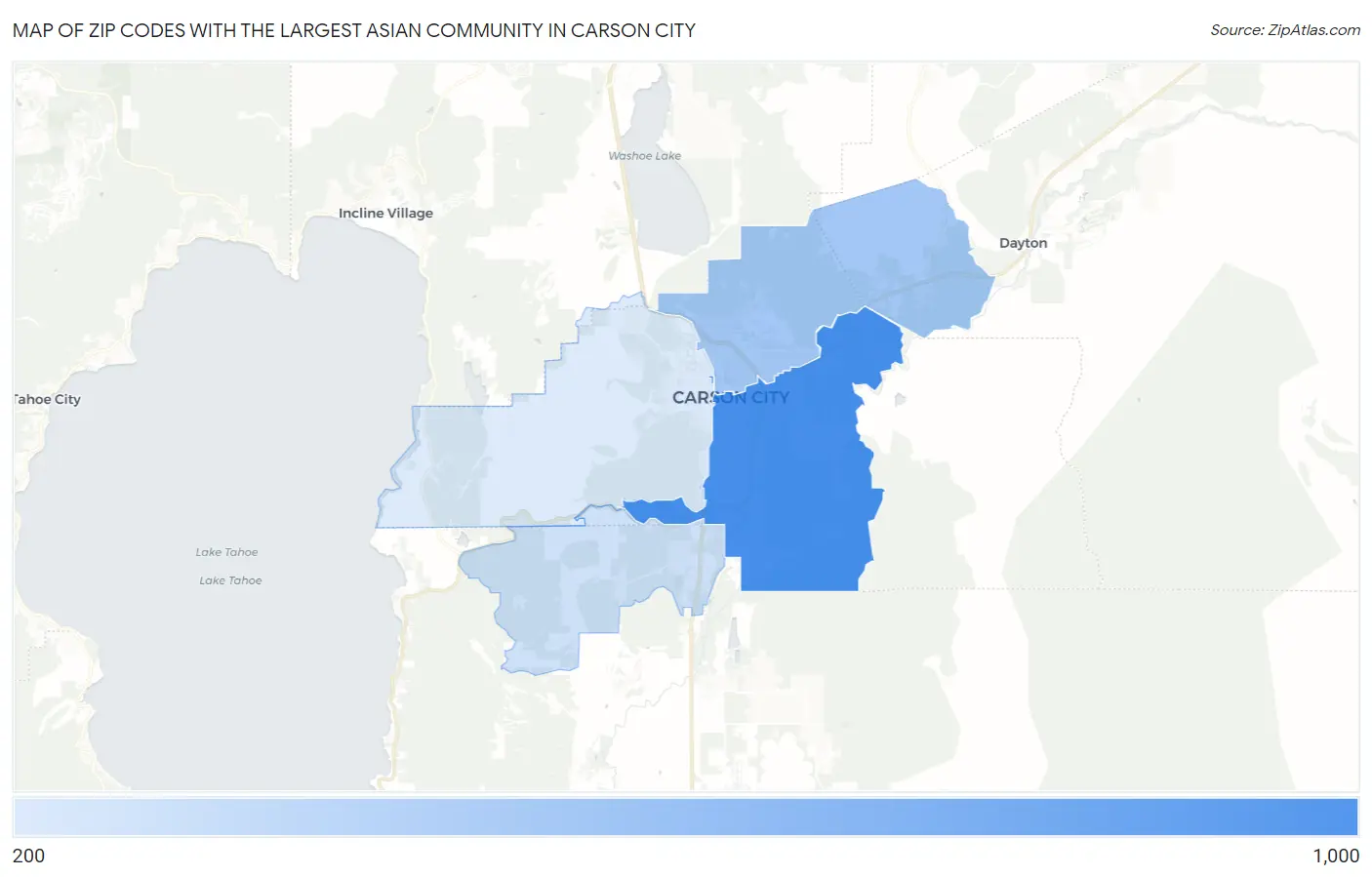 Zip Codes with the Largest Asian Community in Carson City Map