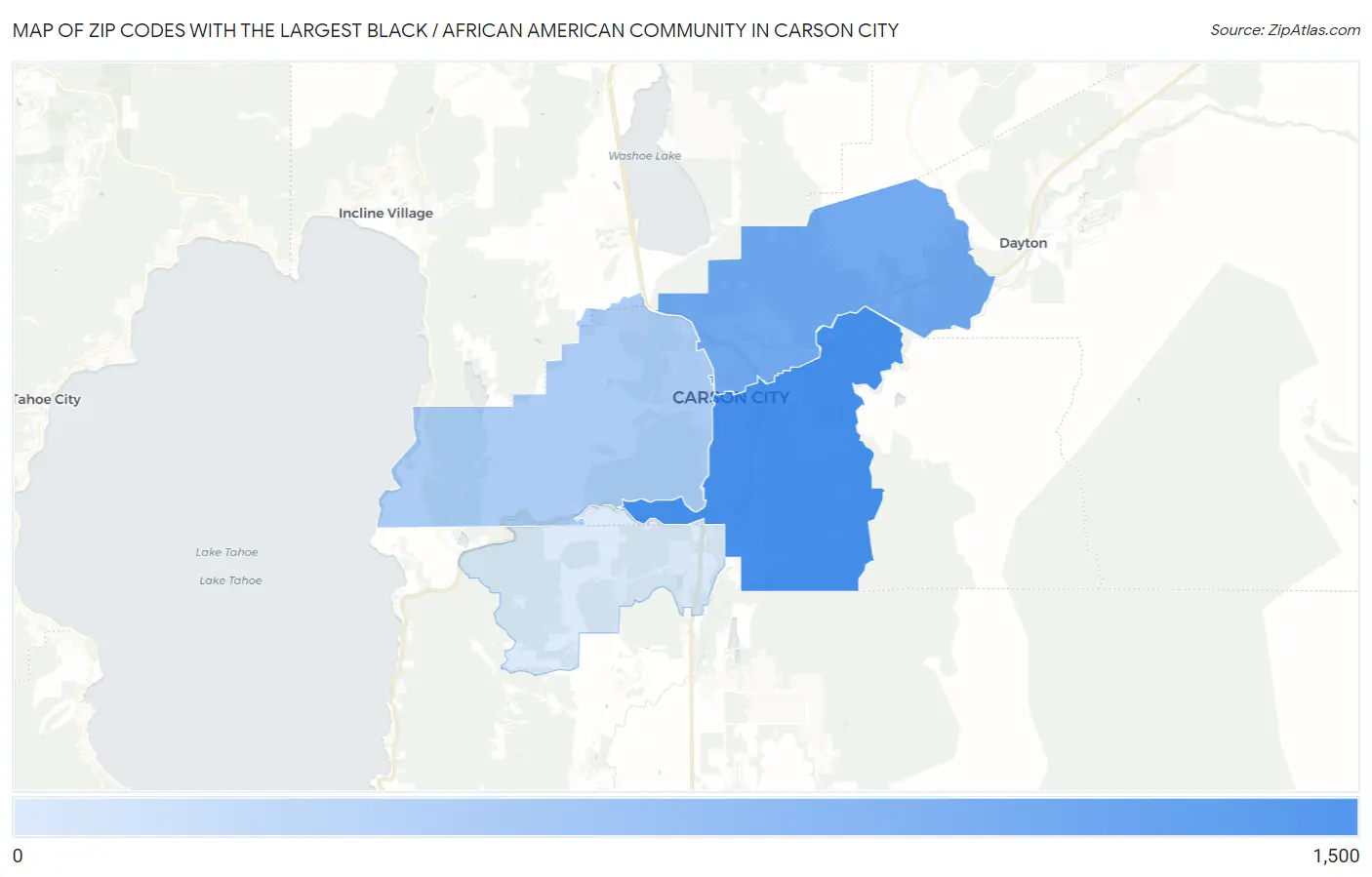 Zip Codes with the Largest Black / African American Community in Carson City Map