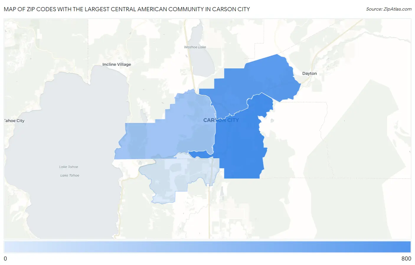 Zip Codes with the Largest Central American Community in Carson City Map