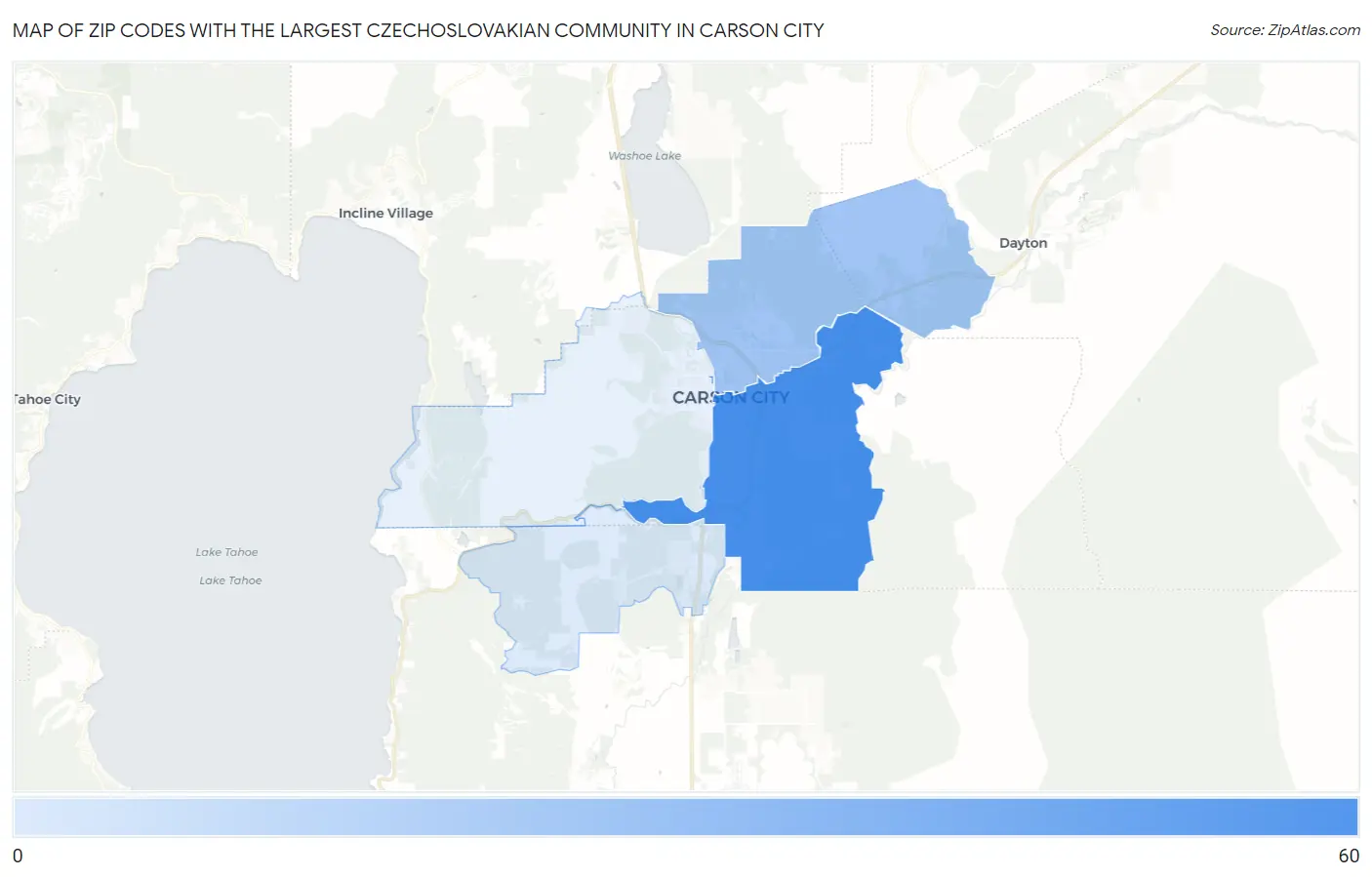 Zip Codes with the Largest Czechoslovakian Community in Carson City Map