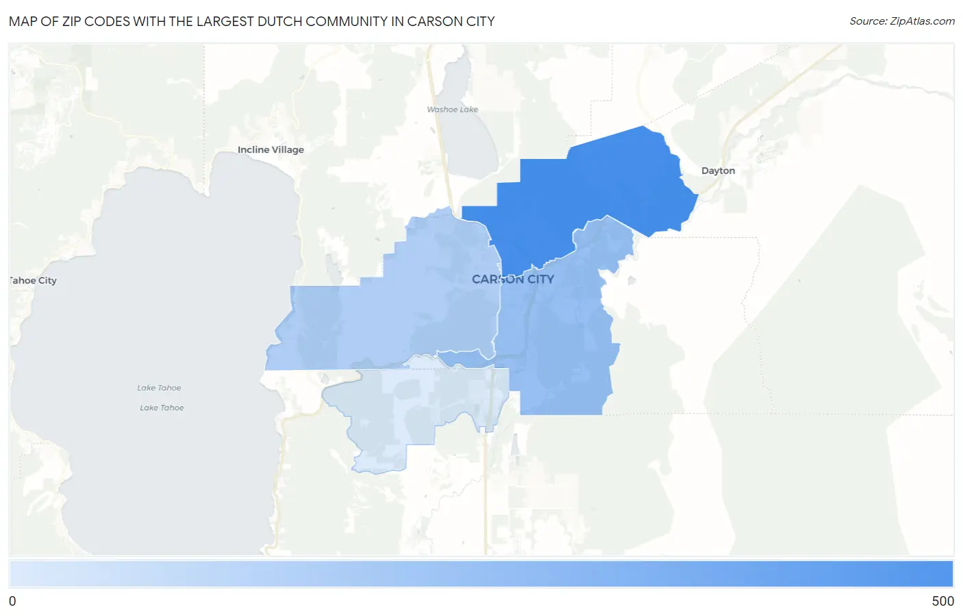 Zip Codes with the Largest Dutch Community in Carson City Map
