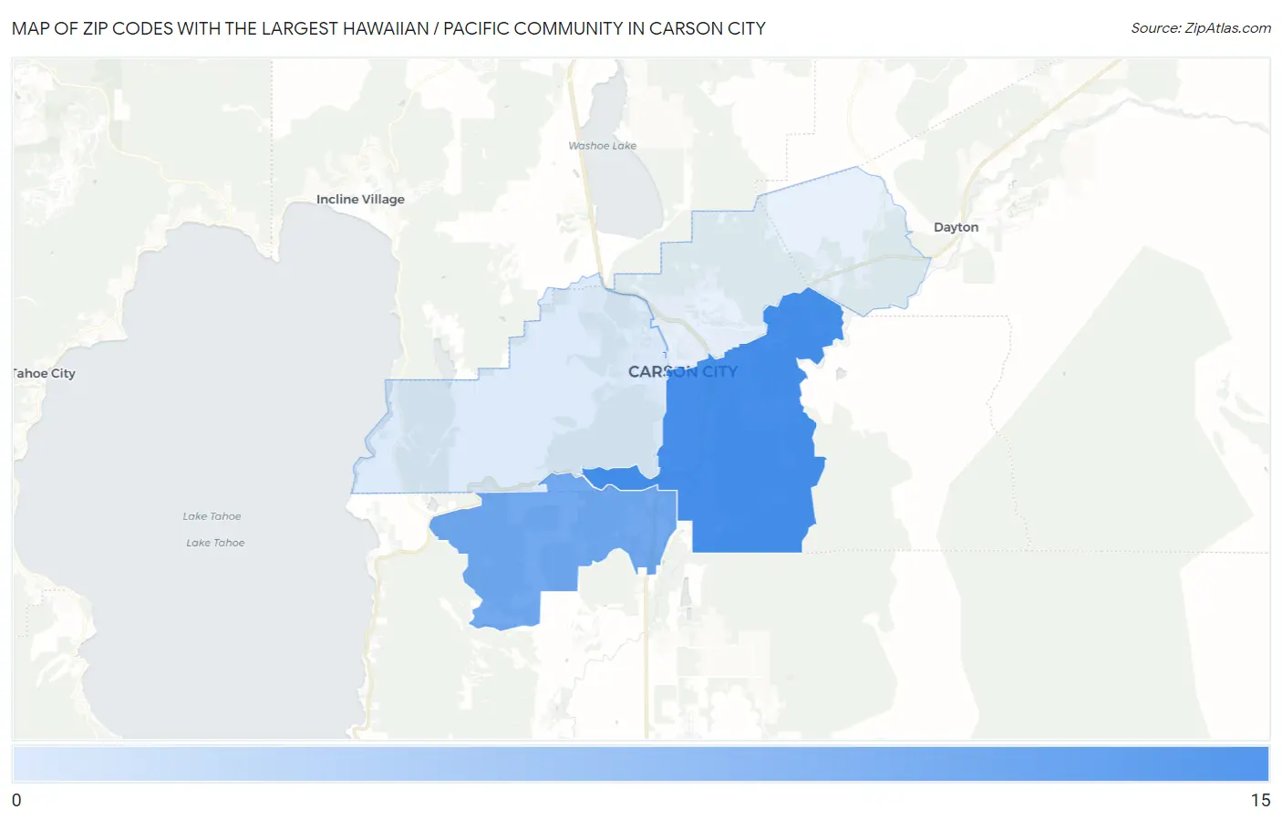 Zip Codes with the Largest Hawaiian / Pacific Community in Carson City Map