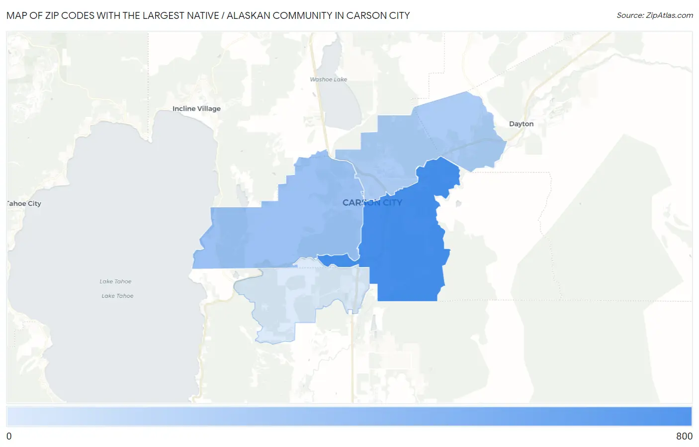 Zip Codes with the Largest Native / Alaskan Community in Carson City Map