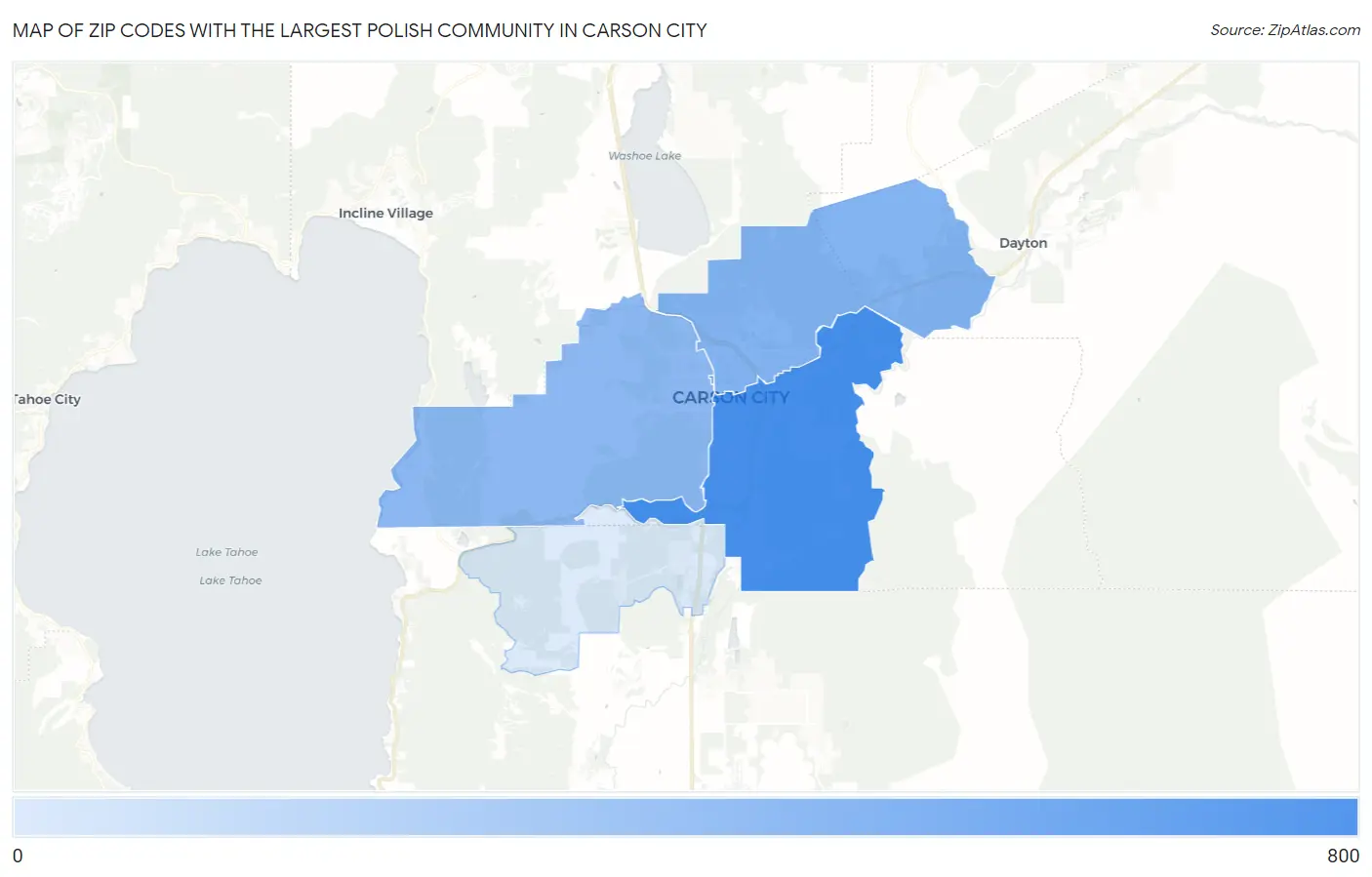Zip Codes with the Largest Polish Community in Carson City Map