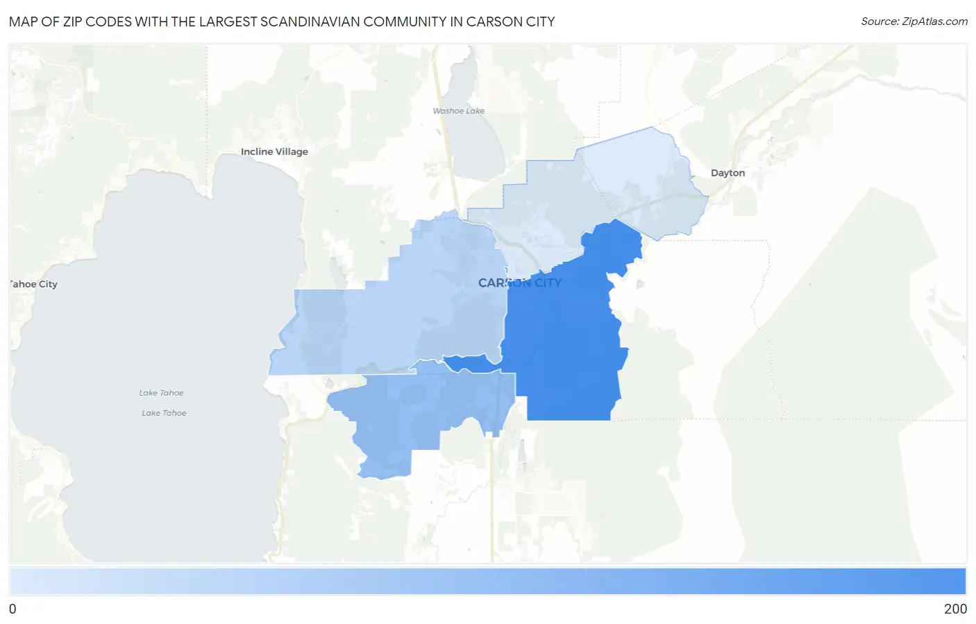 Zip Codes with the Largest Scandinavian Community in Carson City Map