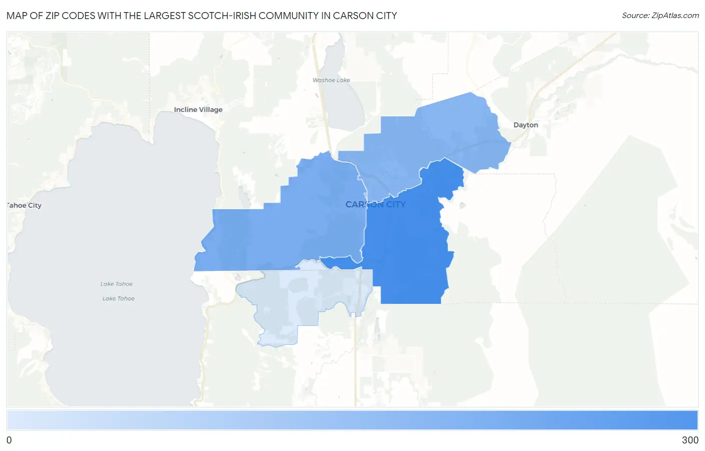 Zip Codes with the Largest Scotch-Irish Community in Carson City Map