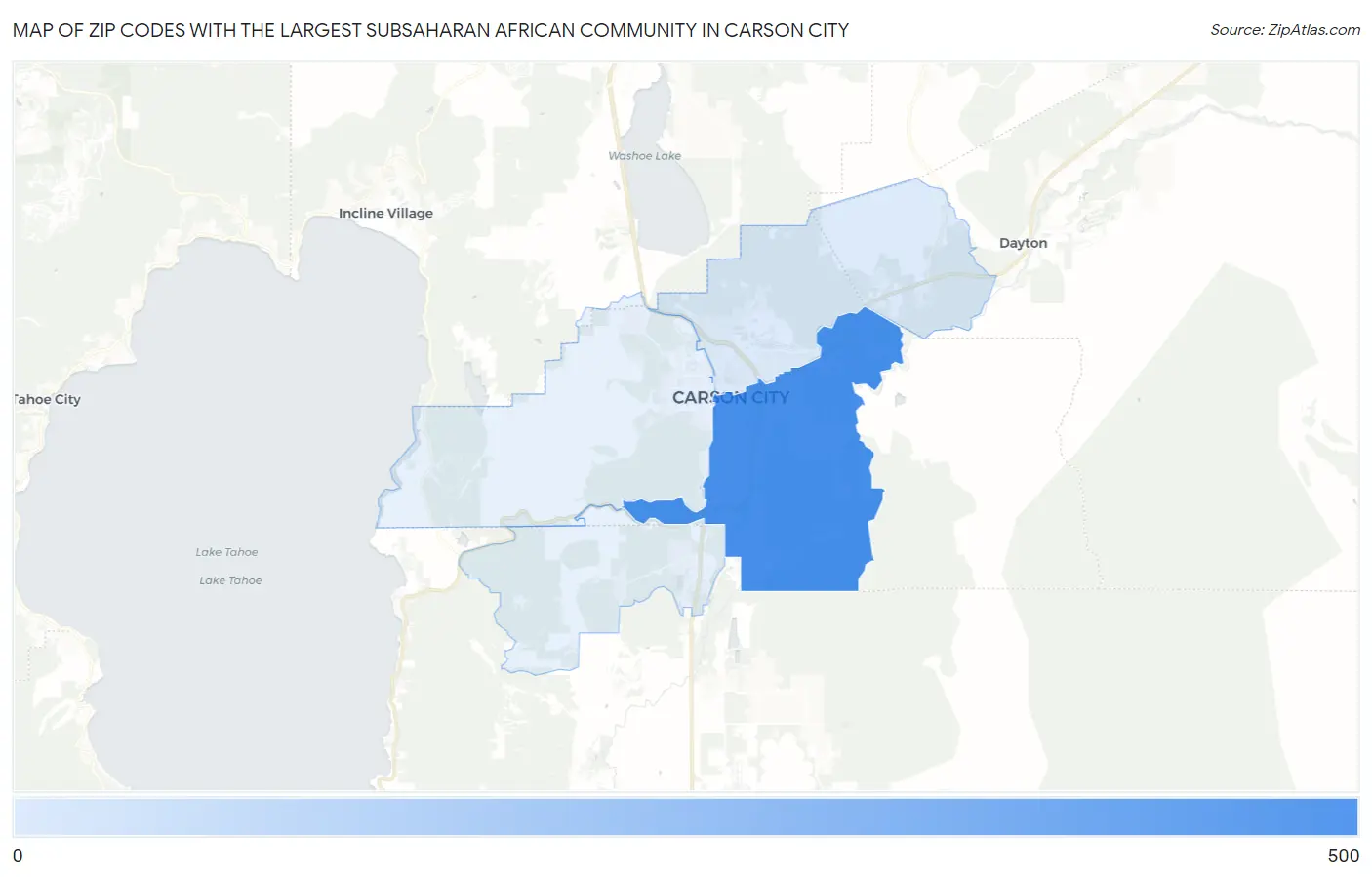 Zip Codes with the Largest Subsaharan African Community in Carson City Map