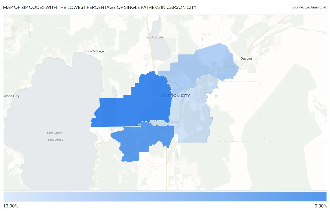 Zip Codes with the Lowest Percentage of Single Fathers in Carson City Map