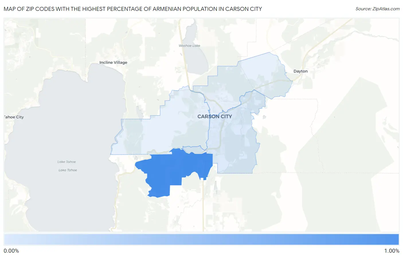 Zip Codes with the Highest Percentage of Armenian Population in Carson City Map