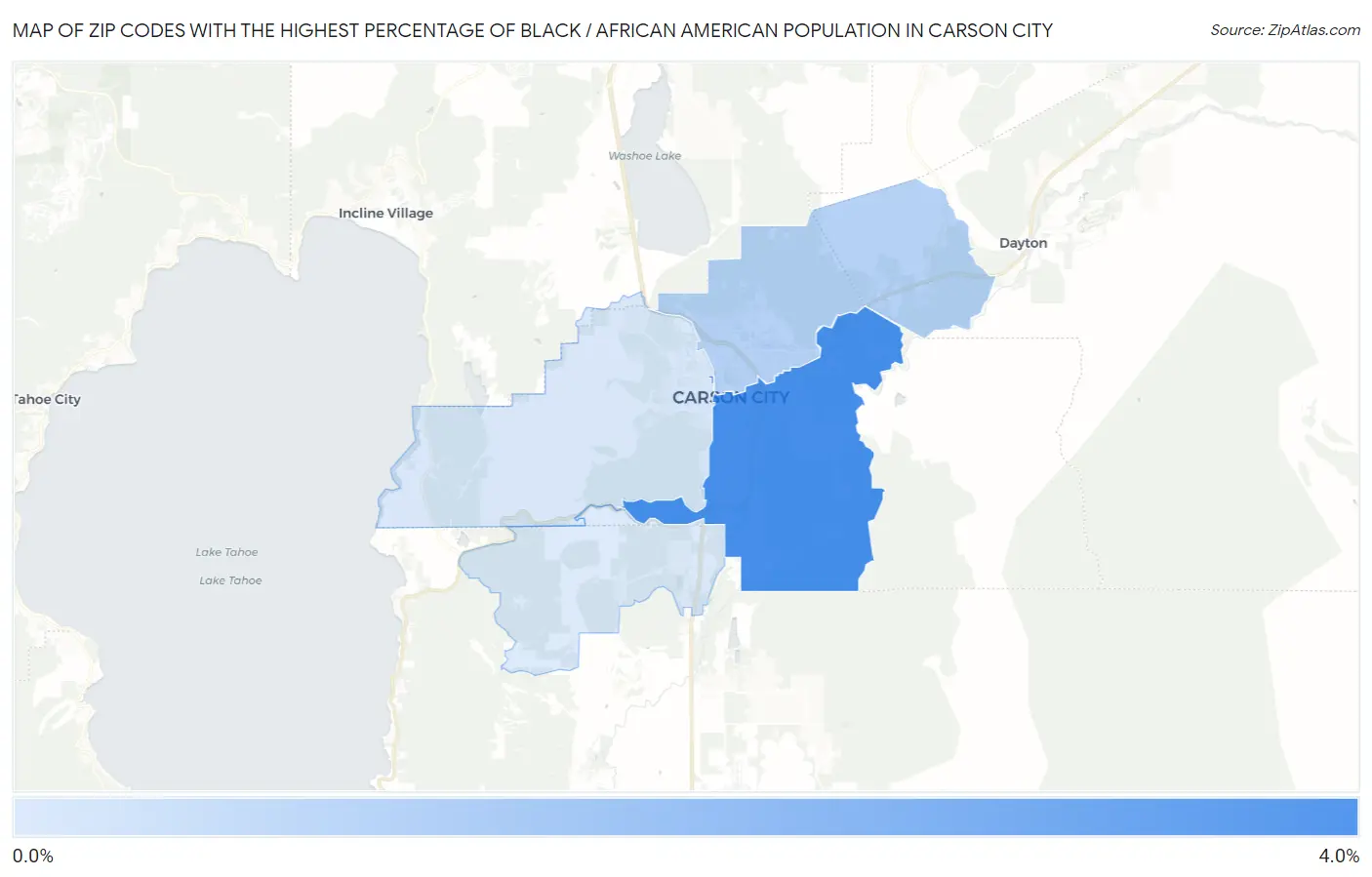 Zip Codes with the Highest Percentage of Black / African American Population in Carson City Map
