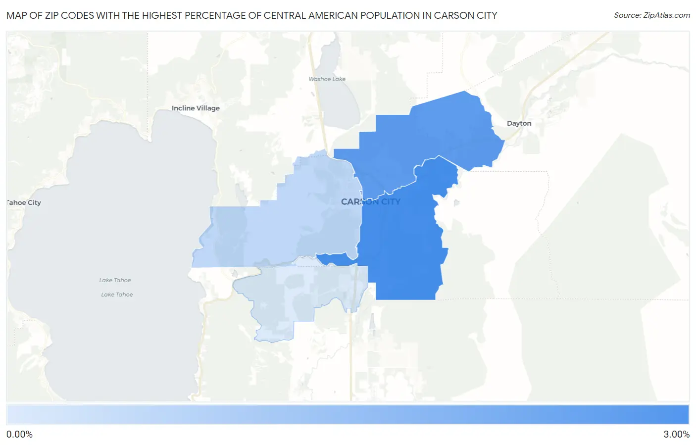 Zip Codes with the Highest Percentage of Central American Population in Carson City Map