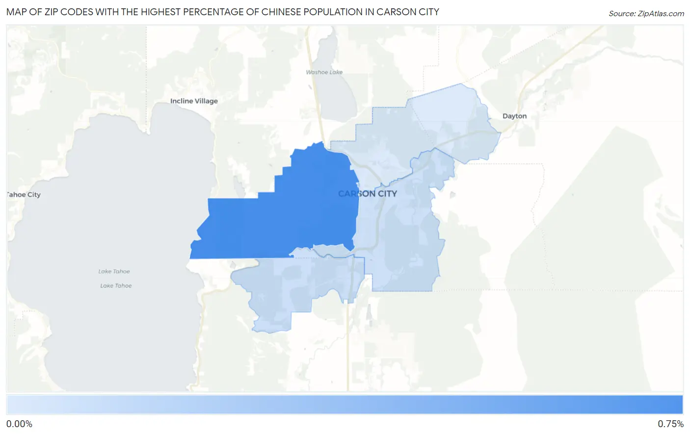 Zip Codes with the Highest Percentage of Chinese Population in Carson City Map