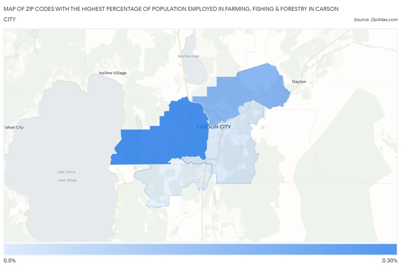 Zip Codes with the Highest Percentage of Population Employed in Farming, Fishing & Forestry in Carson City Map