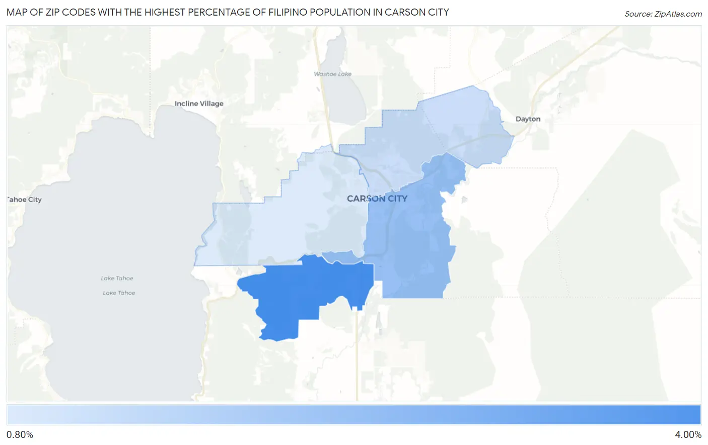 Zip Codes with the Highest Percentage of Filipino Population in Carson City Map