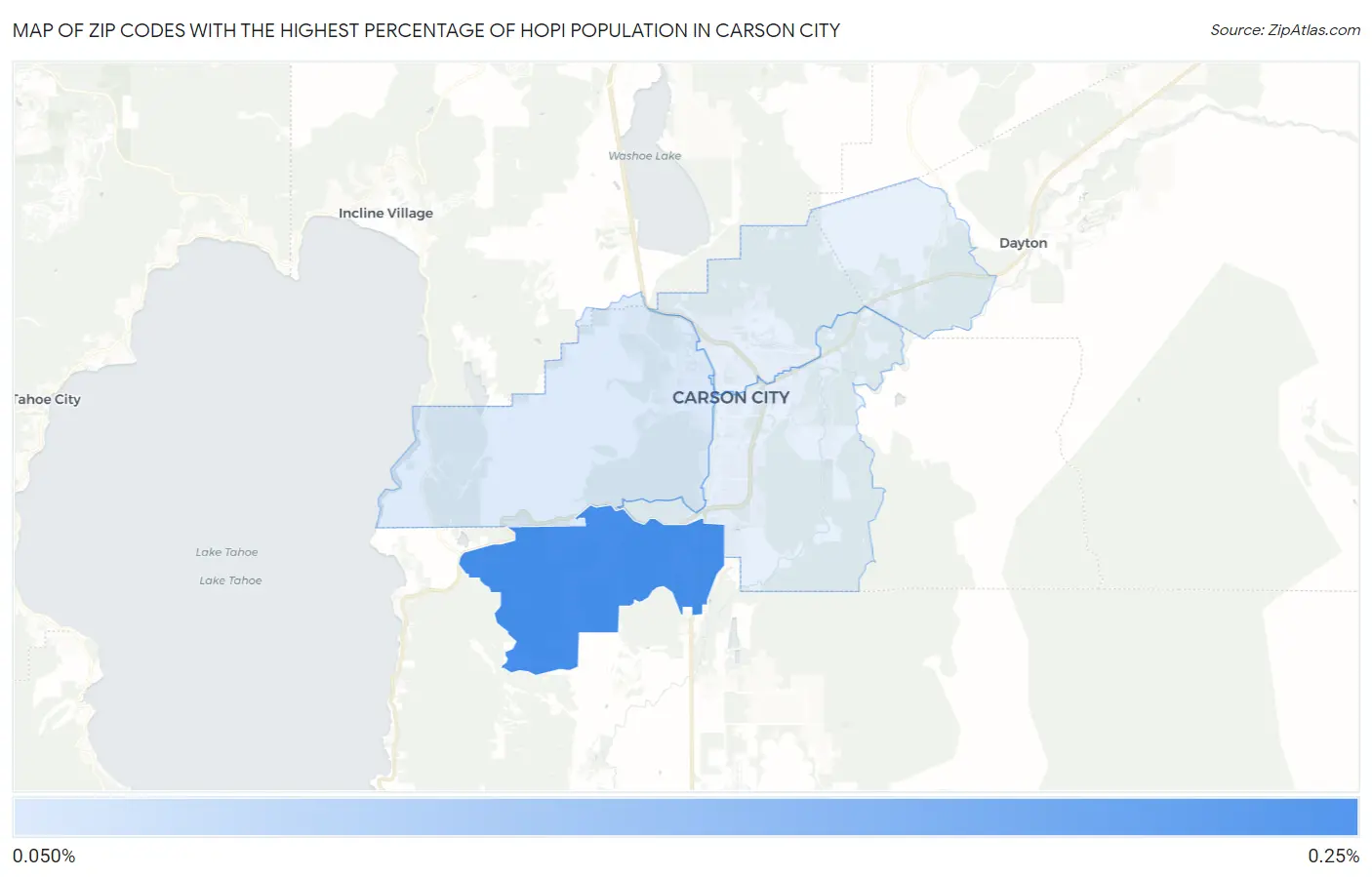 Zip Codes with the Highest Percentage of Hopi Population in Carson City Map