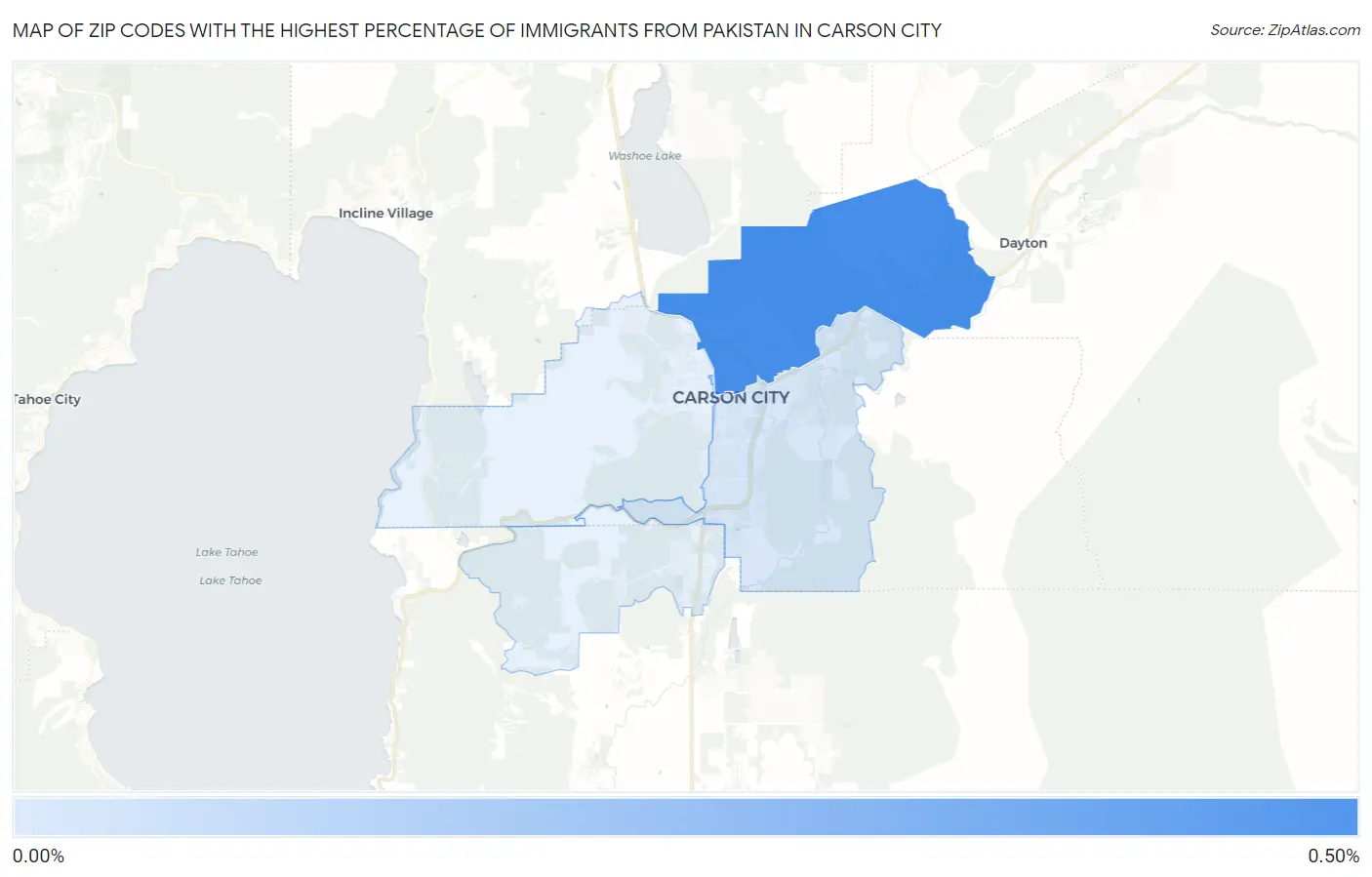 Zip Codes with the Highest Percentage of Immigrants from Pakistan in Carson City Map