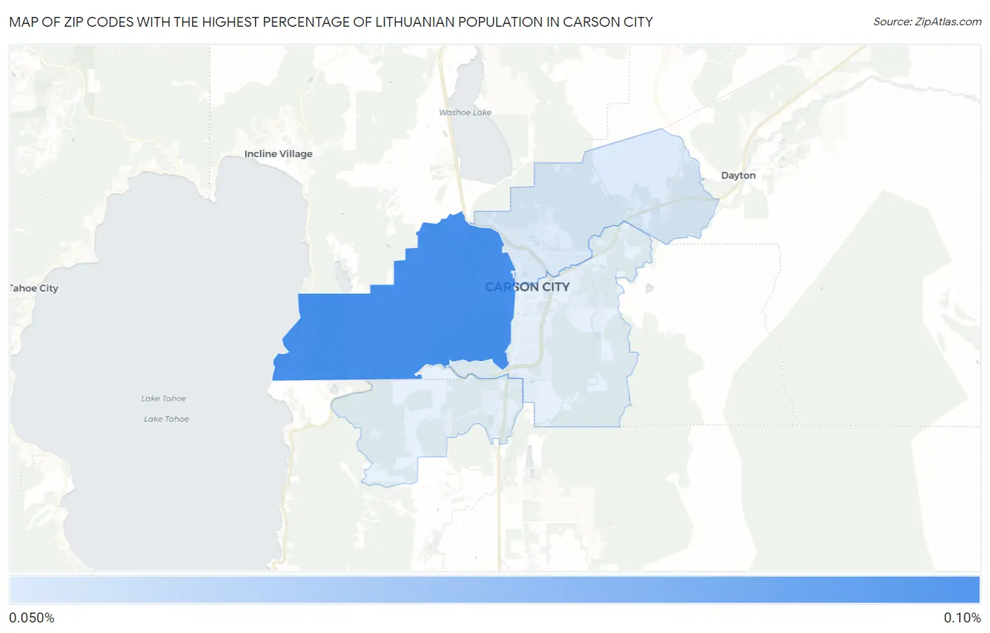 Zip Codes with the Highest Percentage of Lithuanian Population in Carson City Map