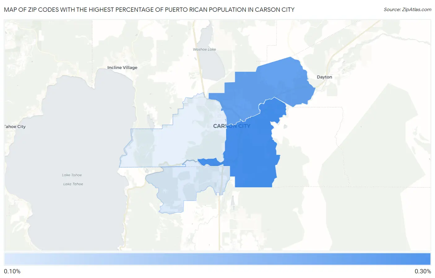 Zip Codes with the Highest Percentage of Puerto Rican Population in Carson City Map
