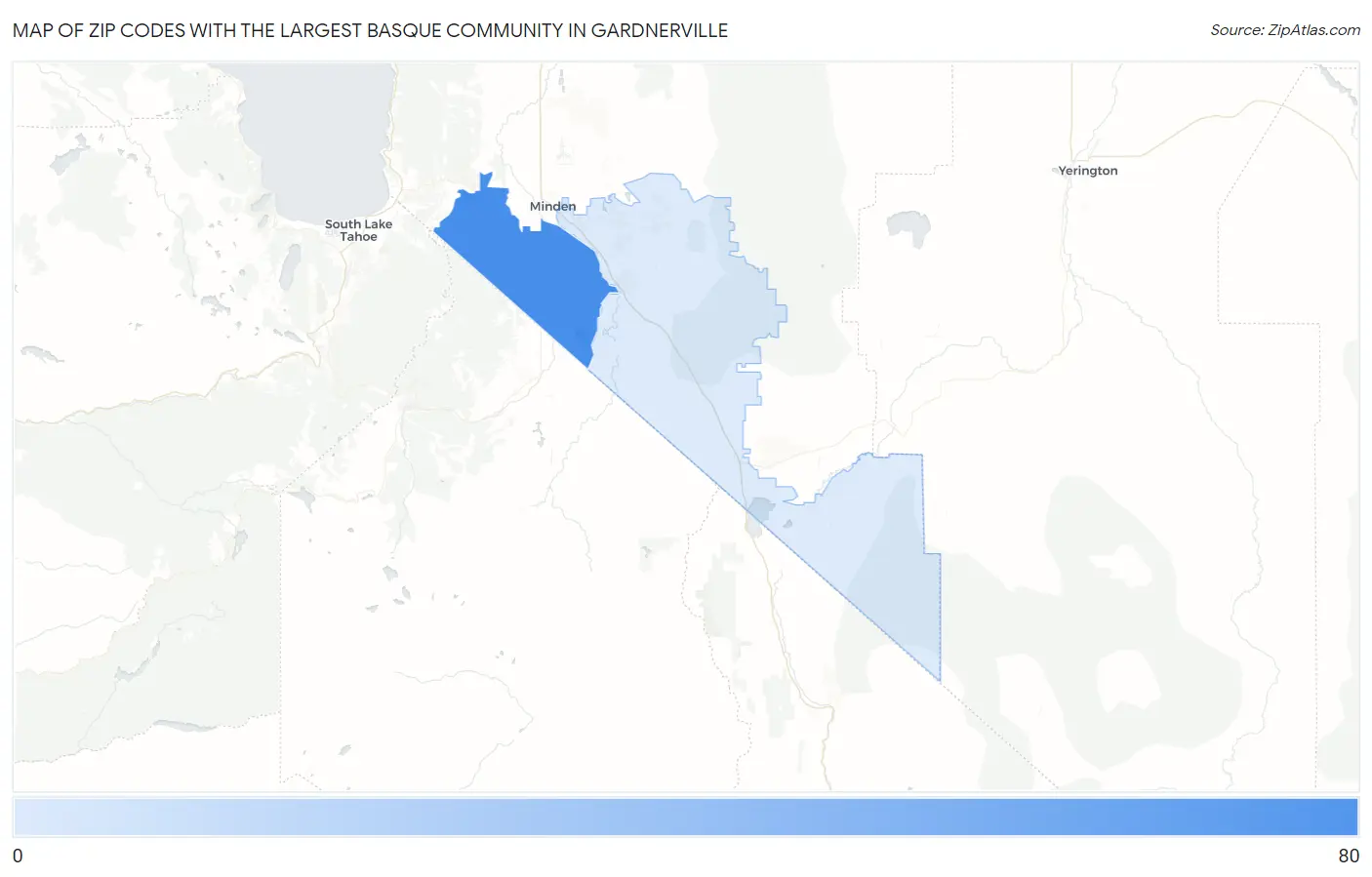 Zip Codes with the Largest Basque Community in Gardnerville Map