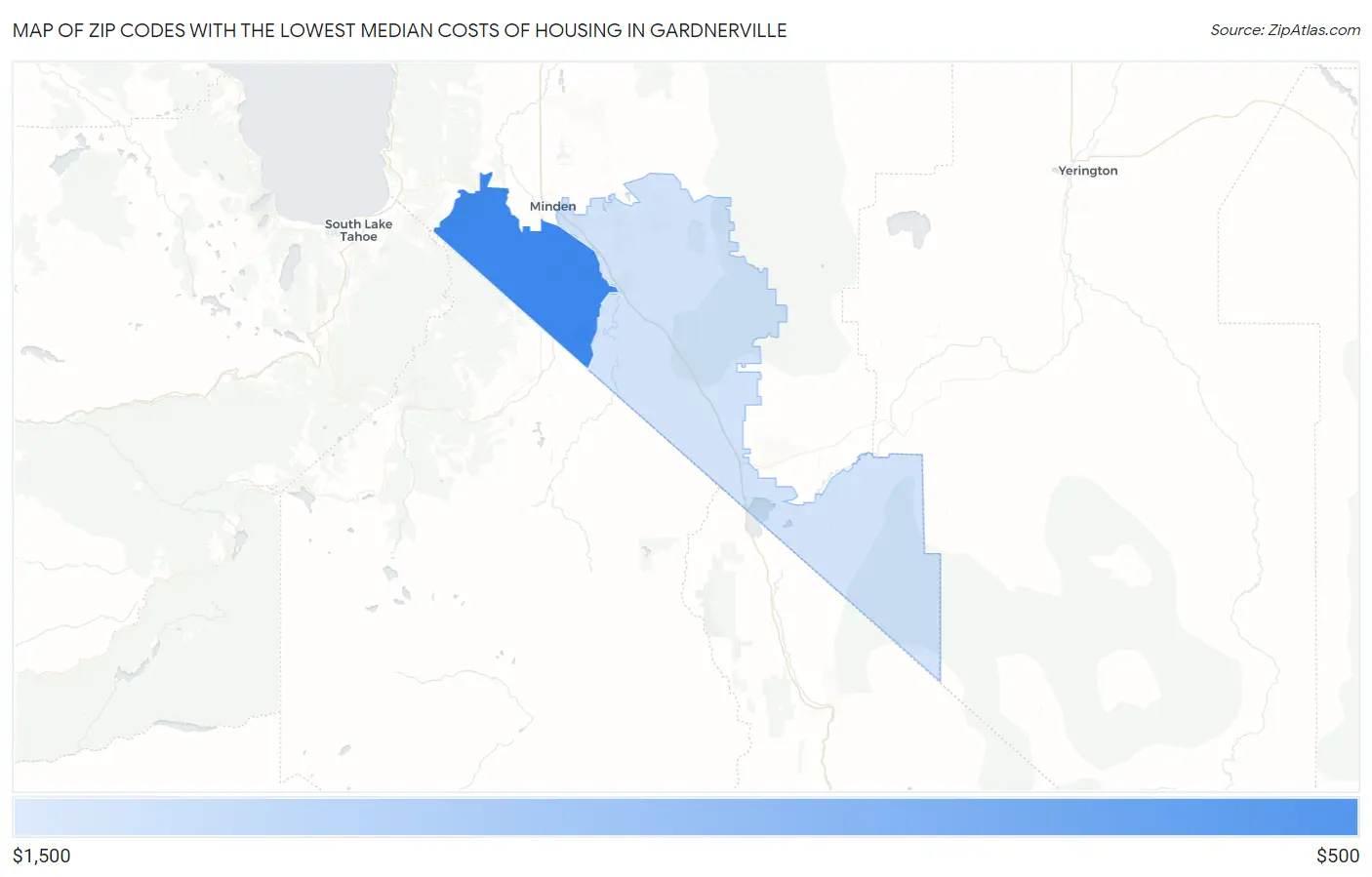 Zip Codes with the Lowest Median Costs of Housing in Gardnerville Map