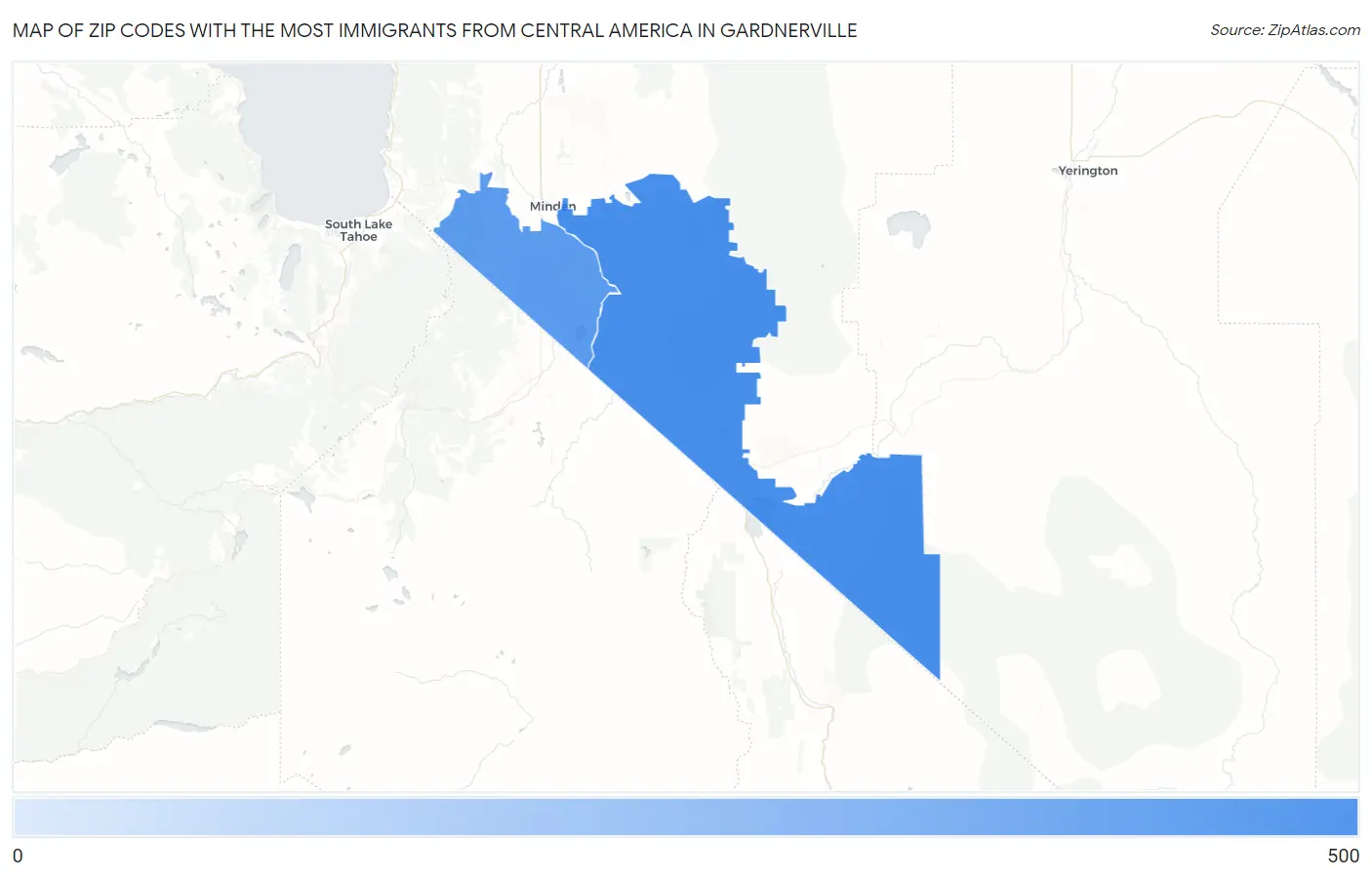Zip Codes with the Most Immigrants from Central America in Gardnerville Map