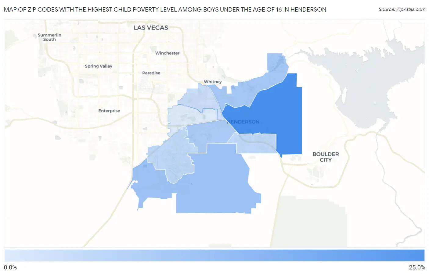Zip Codes with the Highest Child Poverty Level Among Boys Under the Age of 16 in Henderson Map