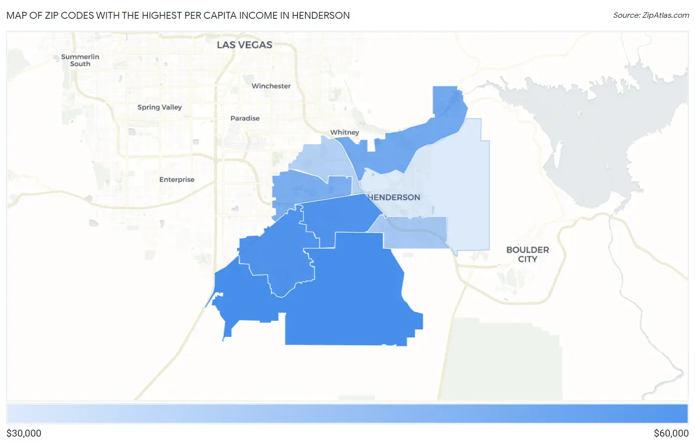 Zip Codes with the Highest Per Capita Income in Henderson Map