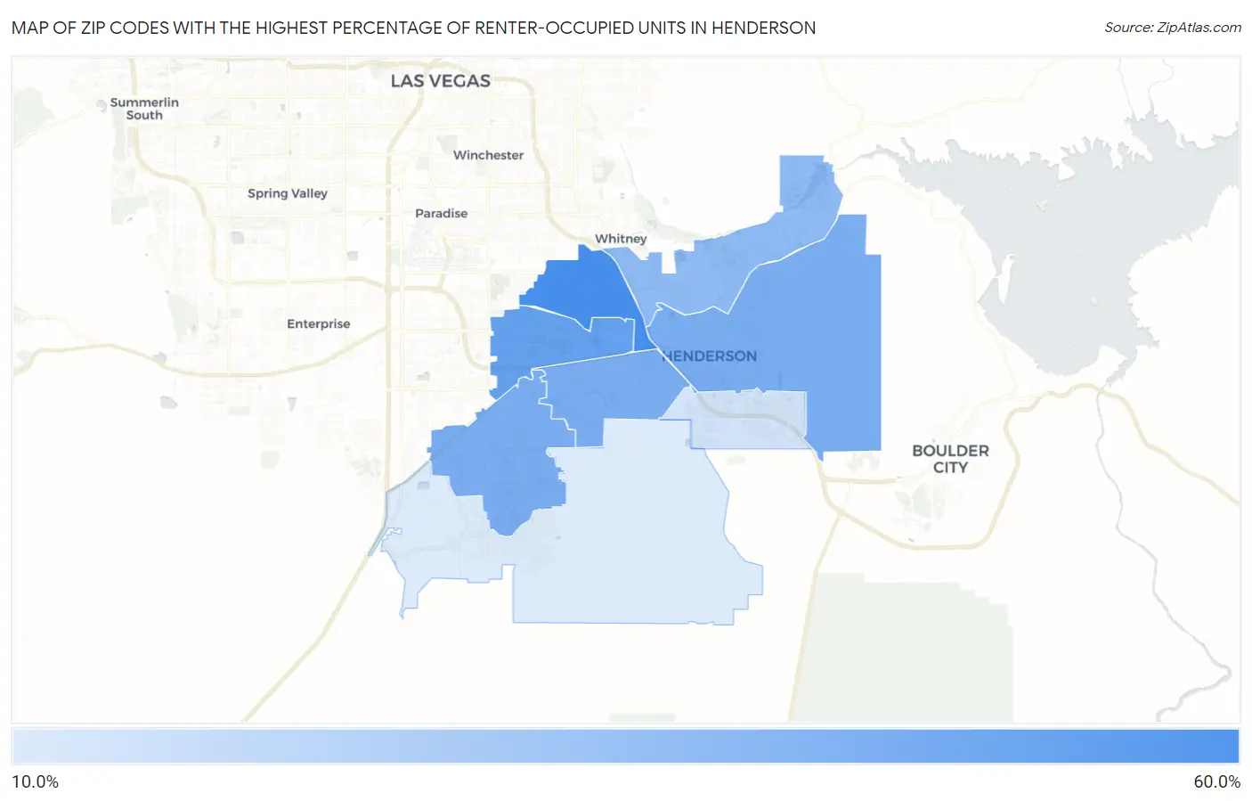 Zip Codes with the Highest Percentage of Renter-Occupied Units in Henderson Map