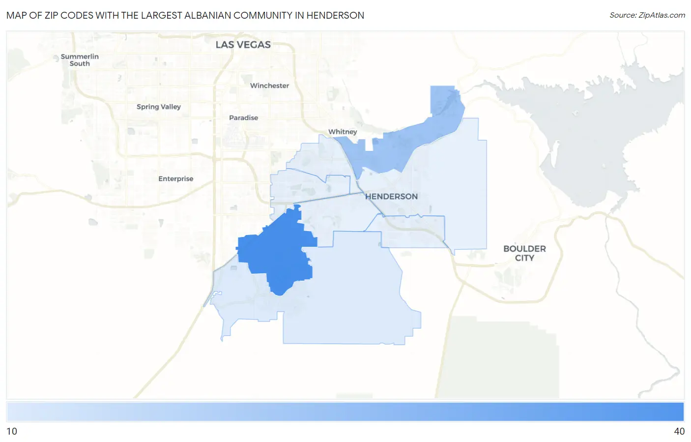 Zip Codes with the Largest Albanian Community in Henderson Map
